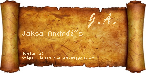Jaksa András névjegykártya